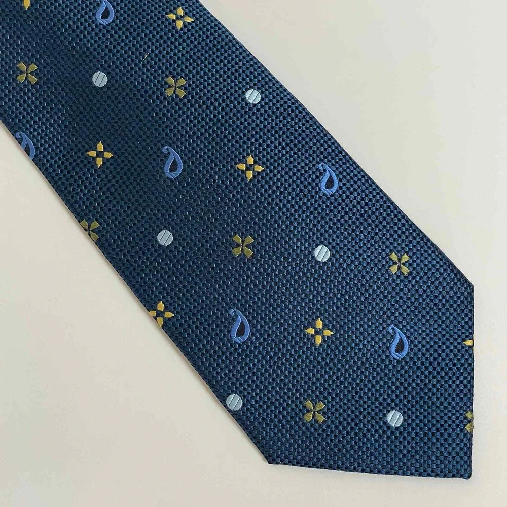Ben Sherman Necktie Teal Paisley Geometric Mixed‎ Pattern Tie